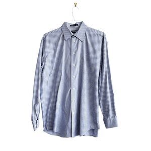 Nautica Mens Dress Shirt Cotton Button Down Long Sleeve Blue US Neck Size 16